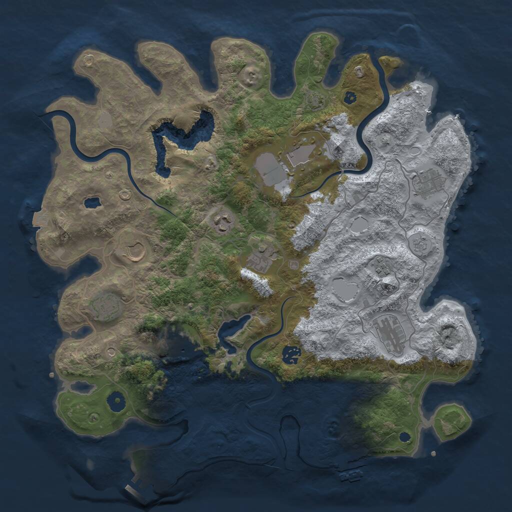 Rust Map: Procedural Map, Size: 4000, Seed: 1845439495, 16 Monuments