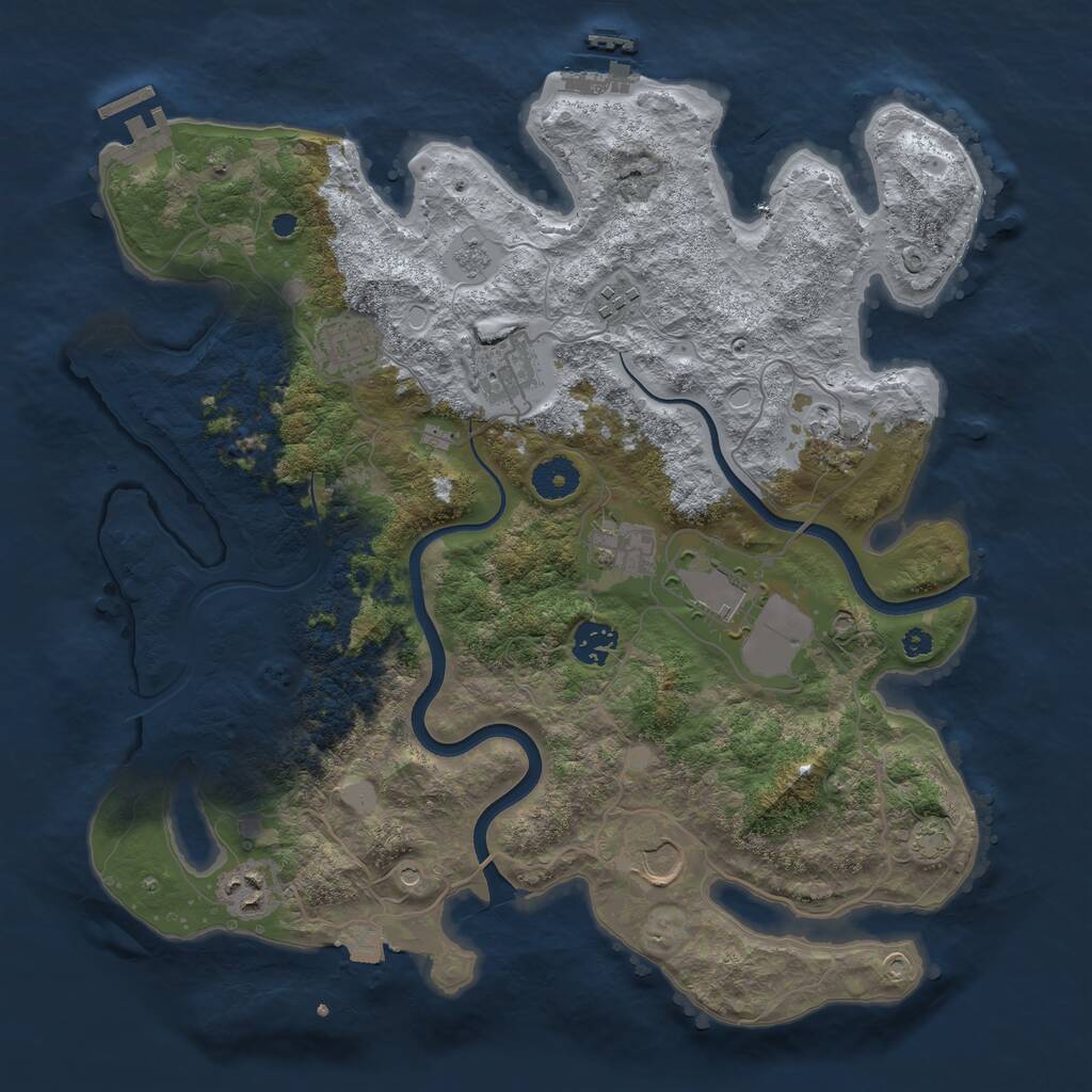 Rust Map: Procedural Map, Size: 3700, Seed: 828642721, 15 Monuments