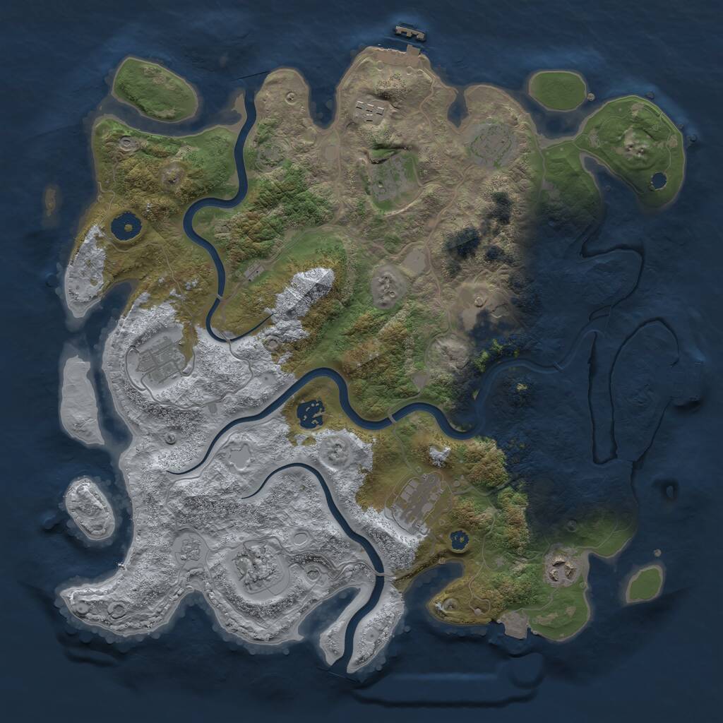 Rust Map: Procedural Map, Size: 3800, Seed: 1828946720, 15 Monuments