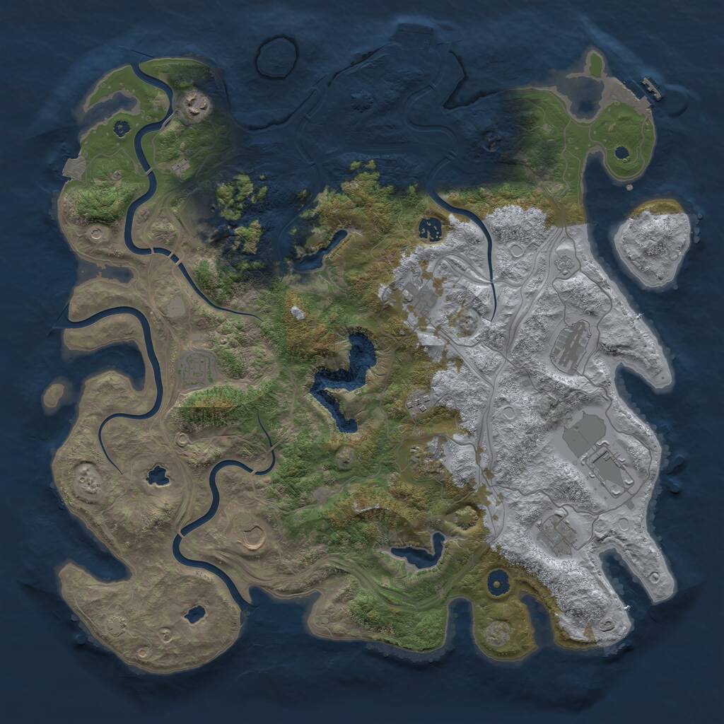 Rust Map: Procedural Map, Size: 4500, Seed: 1833169197, 17 Monuments