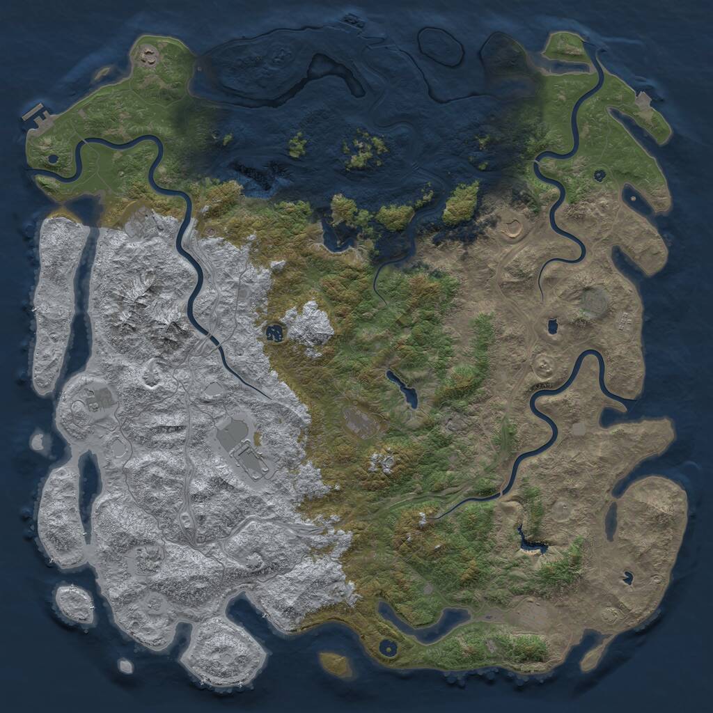Rust Map: Procedural Map, Size: 6000, Seed: 131206863, 17 Monuments
