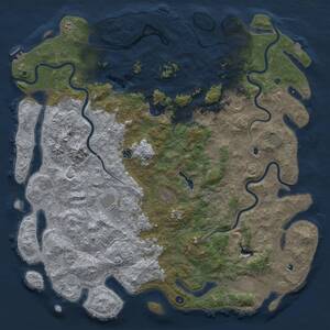 Thumbnail Rust Map: Procedural Map, Size: 6000, Seed: 131206863, 17 Monuments