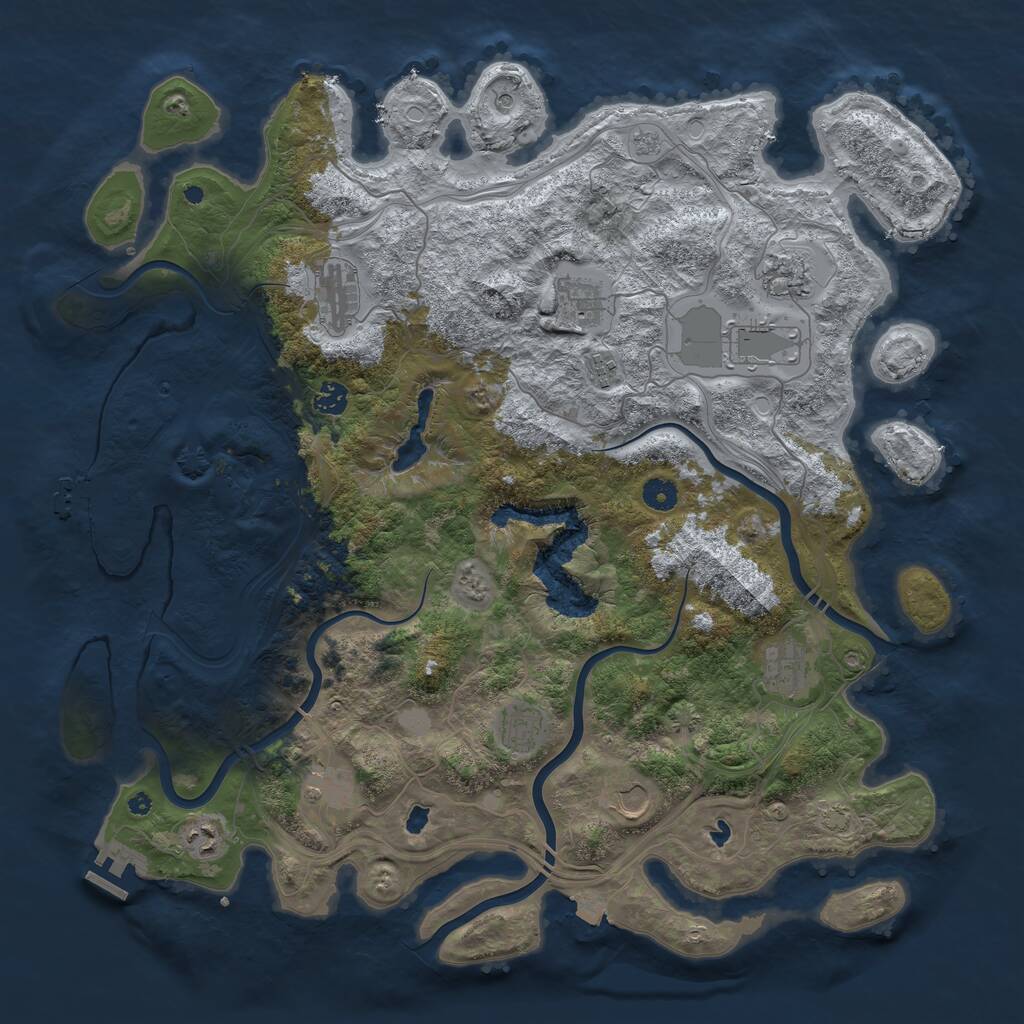 Rust Map: Procedural Map, Size: 4500, Seed: 446194192, 17 Monuments