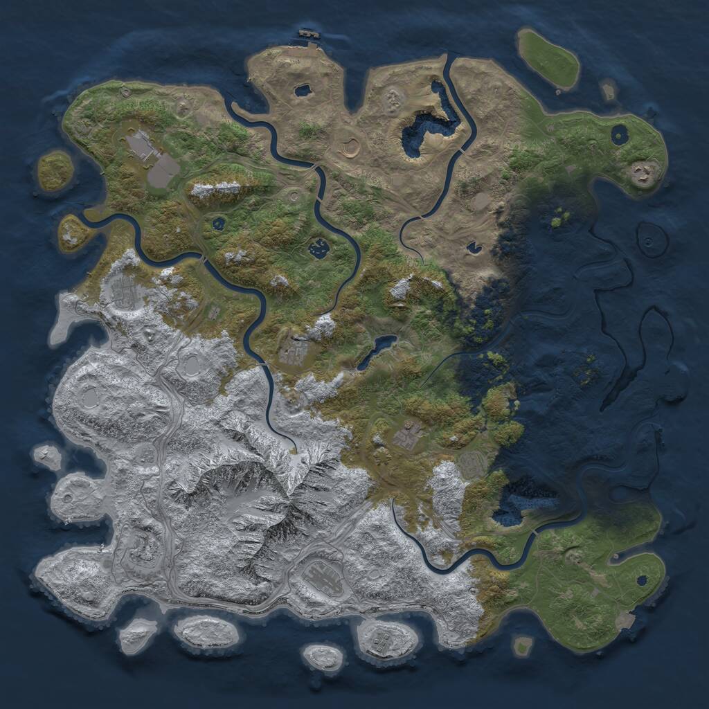 Rust Map: Procedural Map, Size: 5500, Seed: 895342040, 17 Monuments