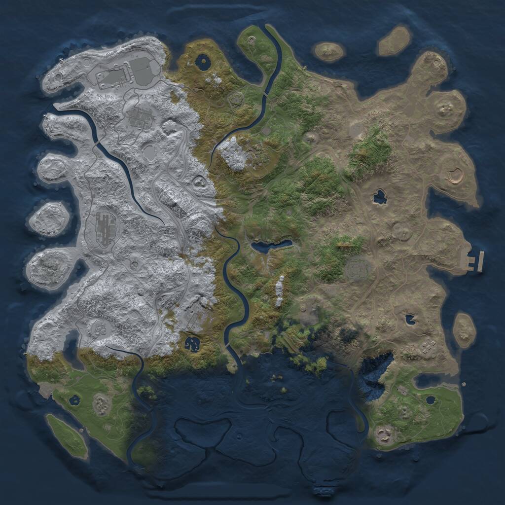 Rust Map: Procedural Map, Size: 4800, Seed: 542957058, 17 Monuments