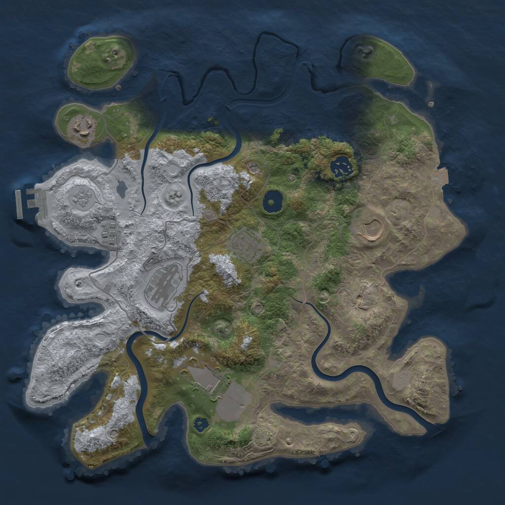 Rust Map: Procedural Map, Size: 3500, Seed: 196643910, 12 Monuments
