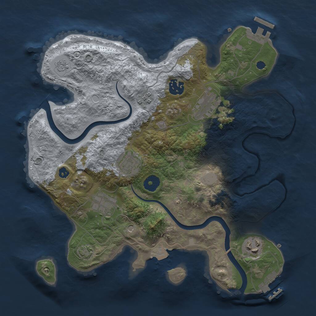 Rust Map: Procedural Map, Size: 3000, Seed: 2895, 12 Monuments