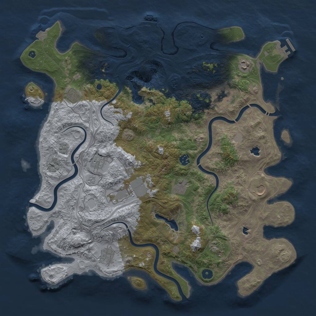 Rust Map: Procedural Map, Size: 4500, Seed: 1308951287, 17 Monuments