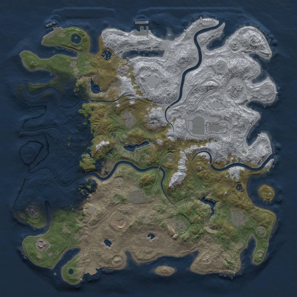 Rust Map: Procedural Map, Size: 4500, Seed: 581502936, 16 Monuments