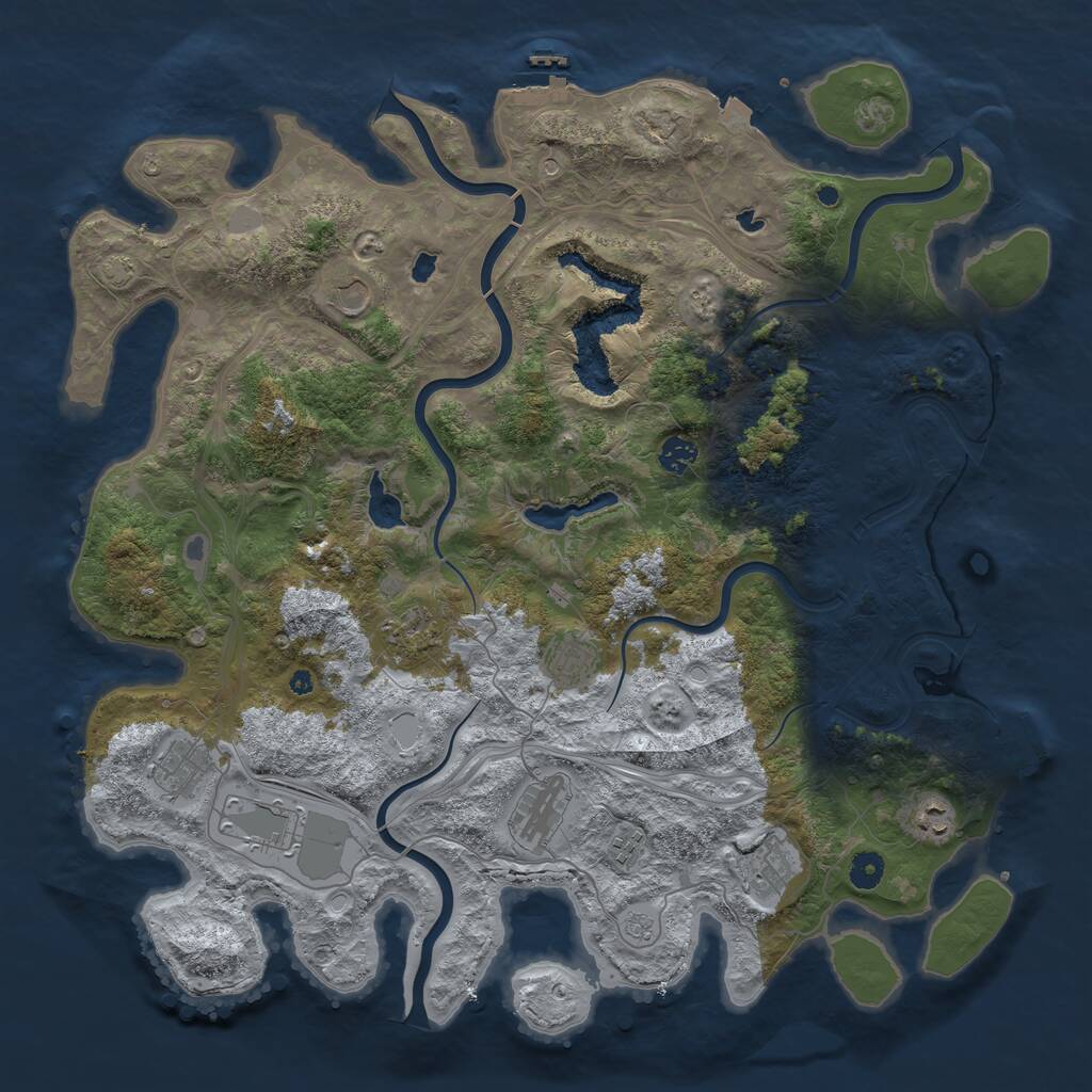 Rust Map: Procedural Map, Size: 4500, Seed: 1049795624, 16 Monuments