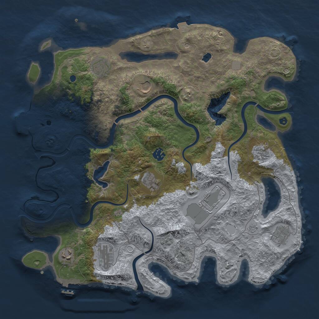 Rust Map: Procedural Map, Size: 4000, Seed: 280275561, 16 Monuments