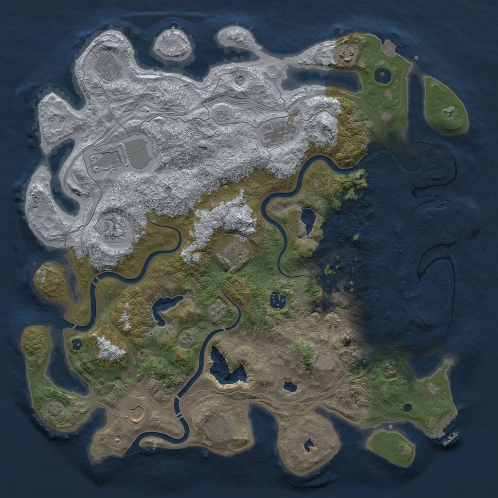 Rust Map: Procedural Map, Size: 4500, Seed: 608202608, 17 Monuments