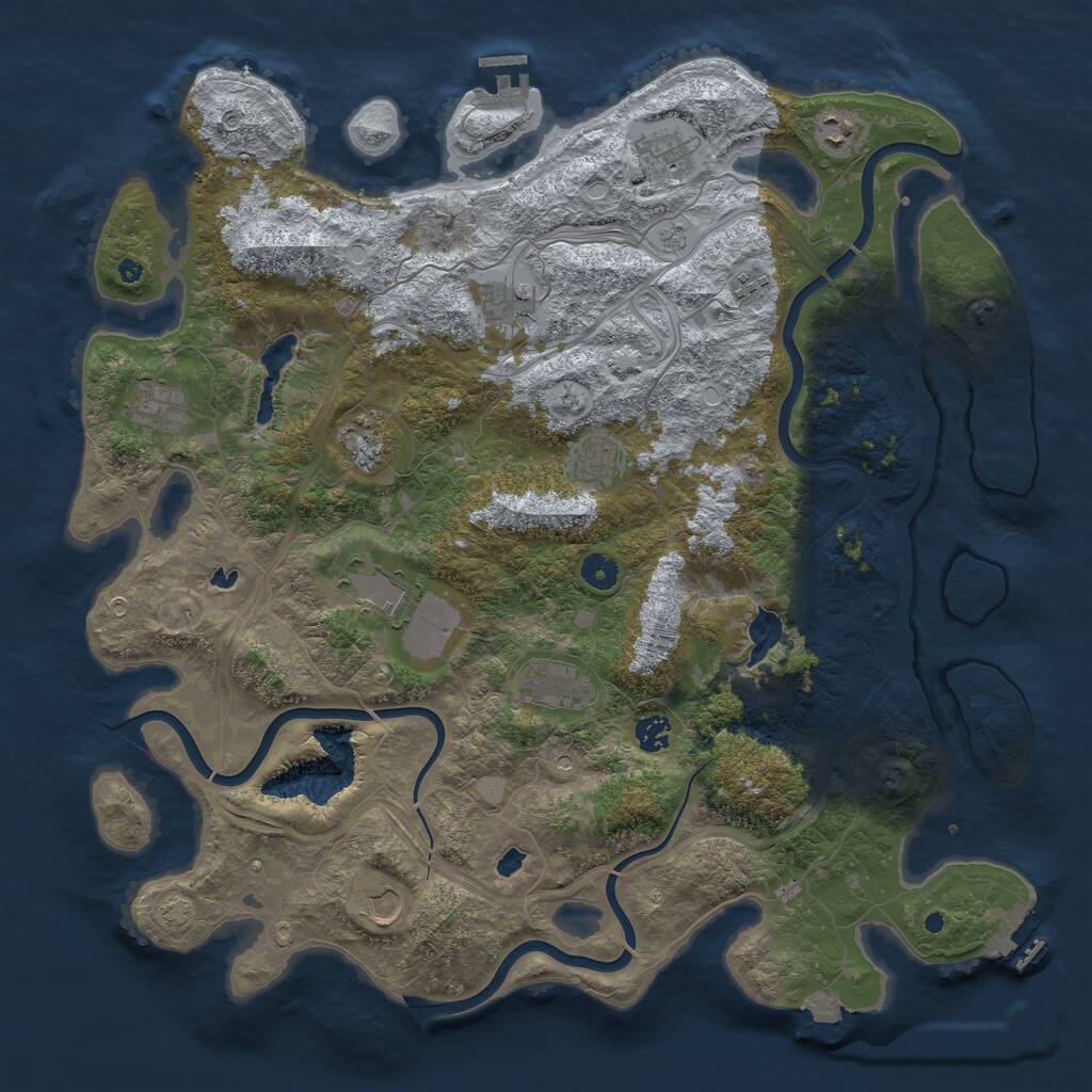 Rust Map: Procedural Map, Size: 4500, Seed: 224458428, 17 Monuments