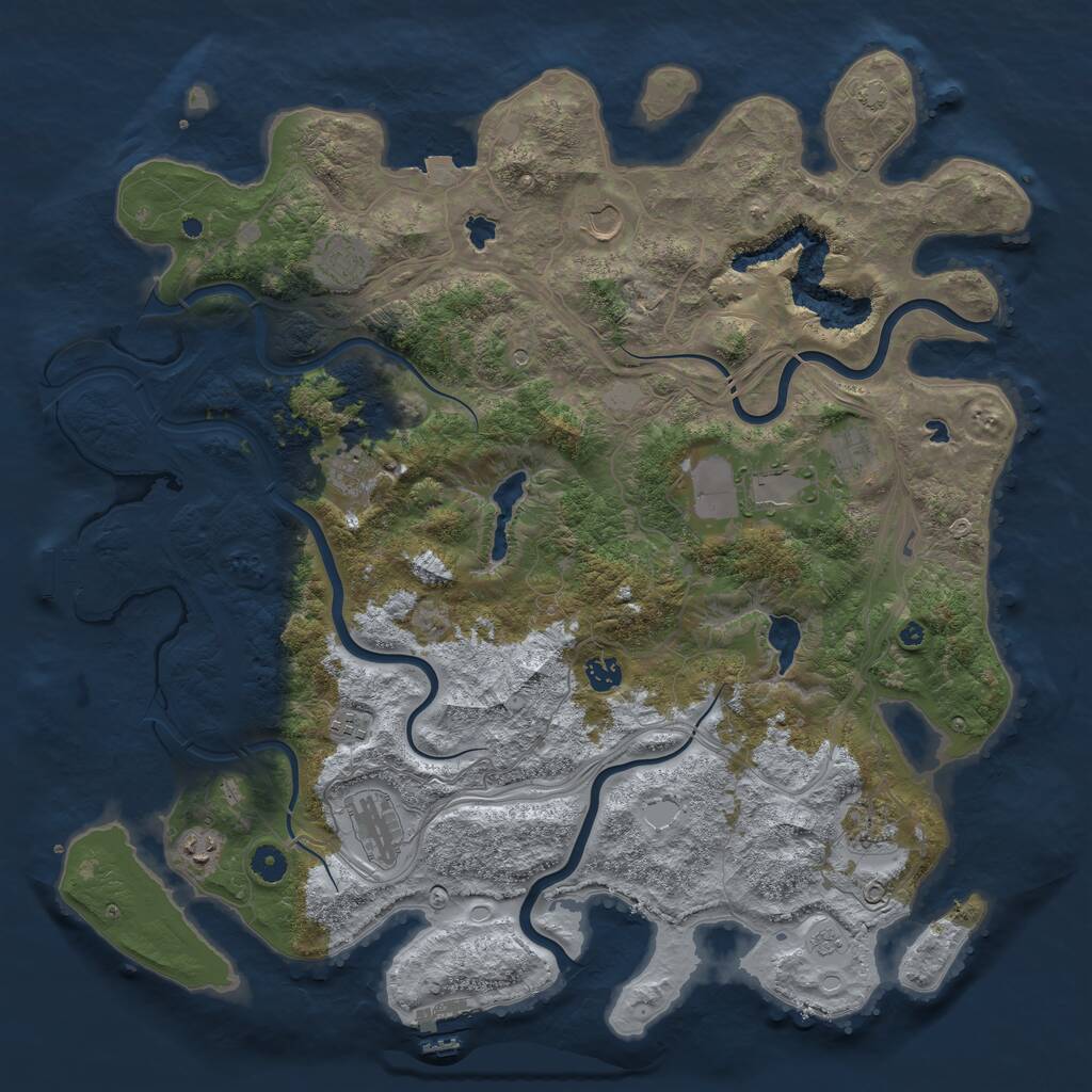 Rust Map: Procedural Map, Size: 4600, Seed: 452710519, 16 Monuments