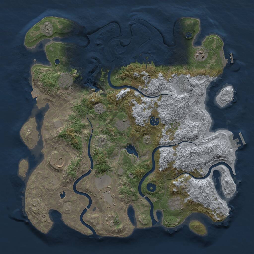 Rust Map: Procedural Map, Size: 4050, Seed: 1975952193, 16 Monuments