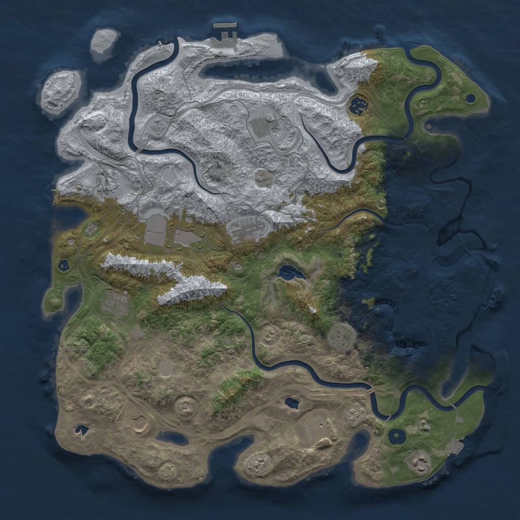 Rust Map: Procedural Map, Size: 4500, Seed: 631440864, 17 Monuments