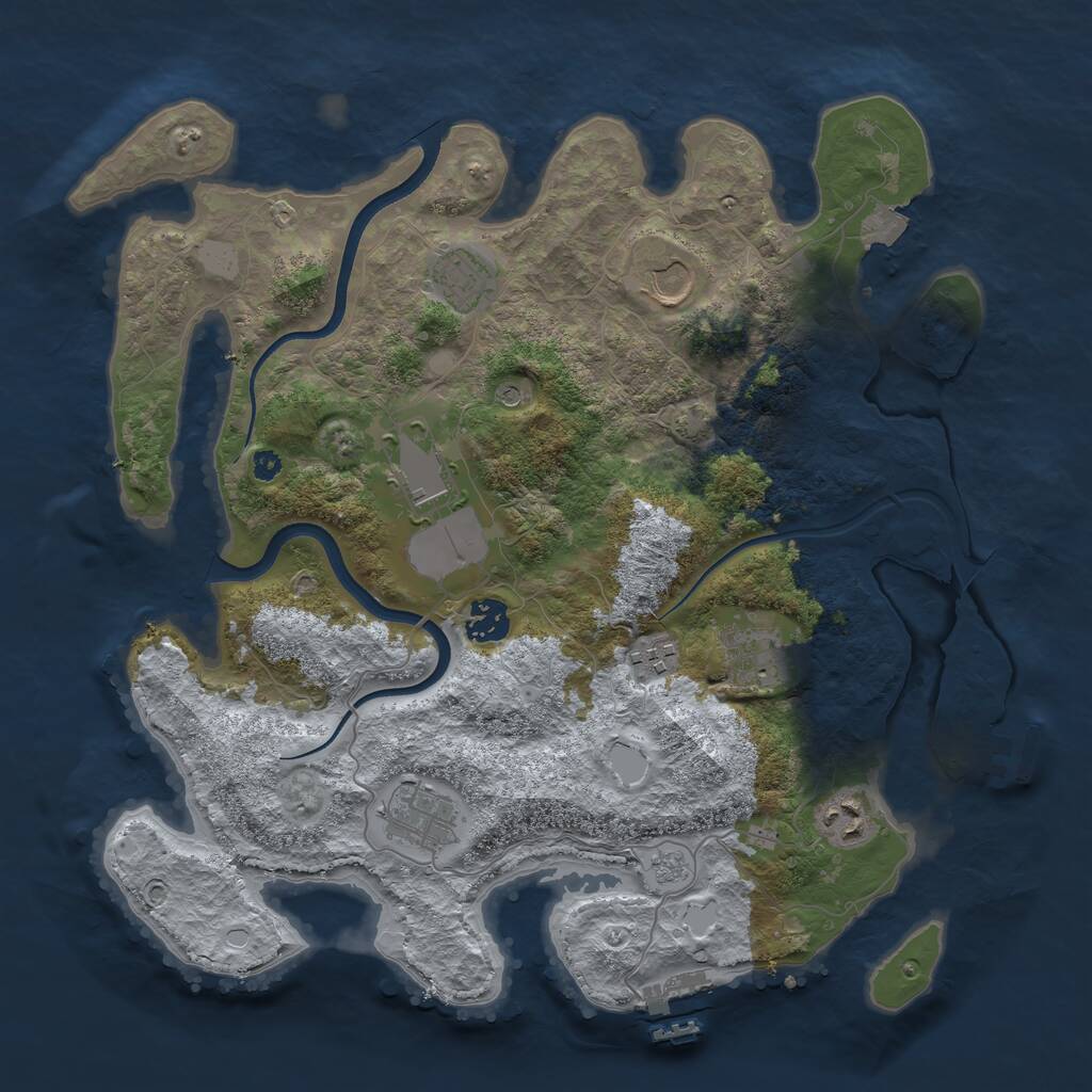 Rust Map: Procedural Map, Size: 3650, Seed: 7681590, 14 Monuments