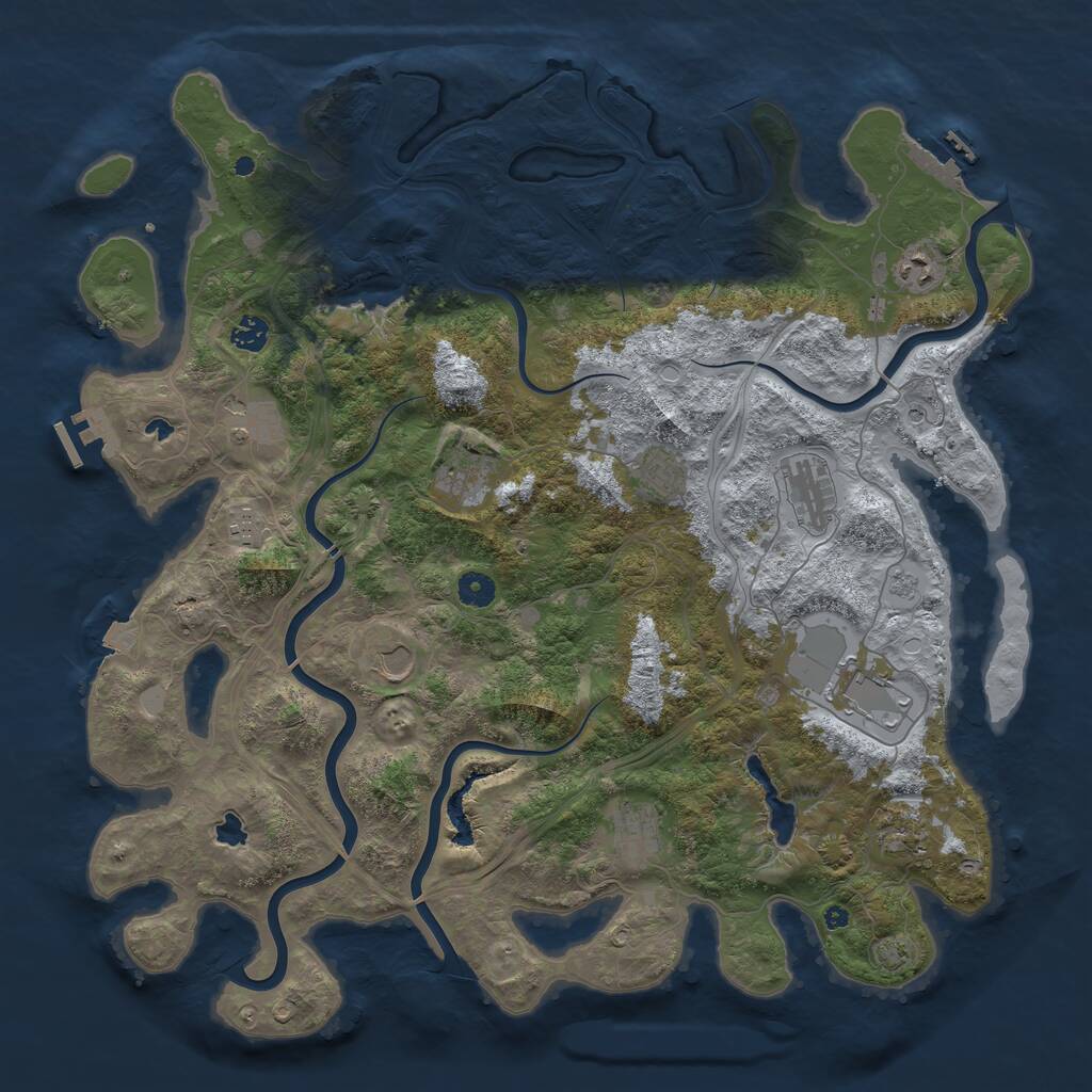 Rust Map: Procedural Map, Size: 4500, Seed: 1991997364, 17 Monuments