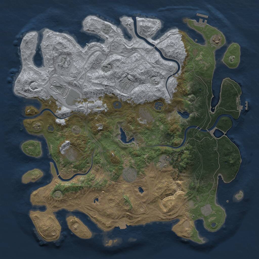 Rust Map: Procedural Map, Size: 4500, Seed: 1945834724, 18 Monuments