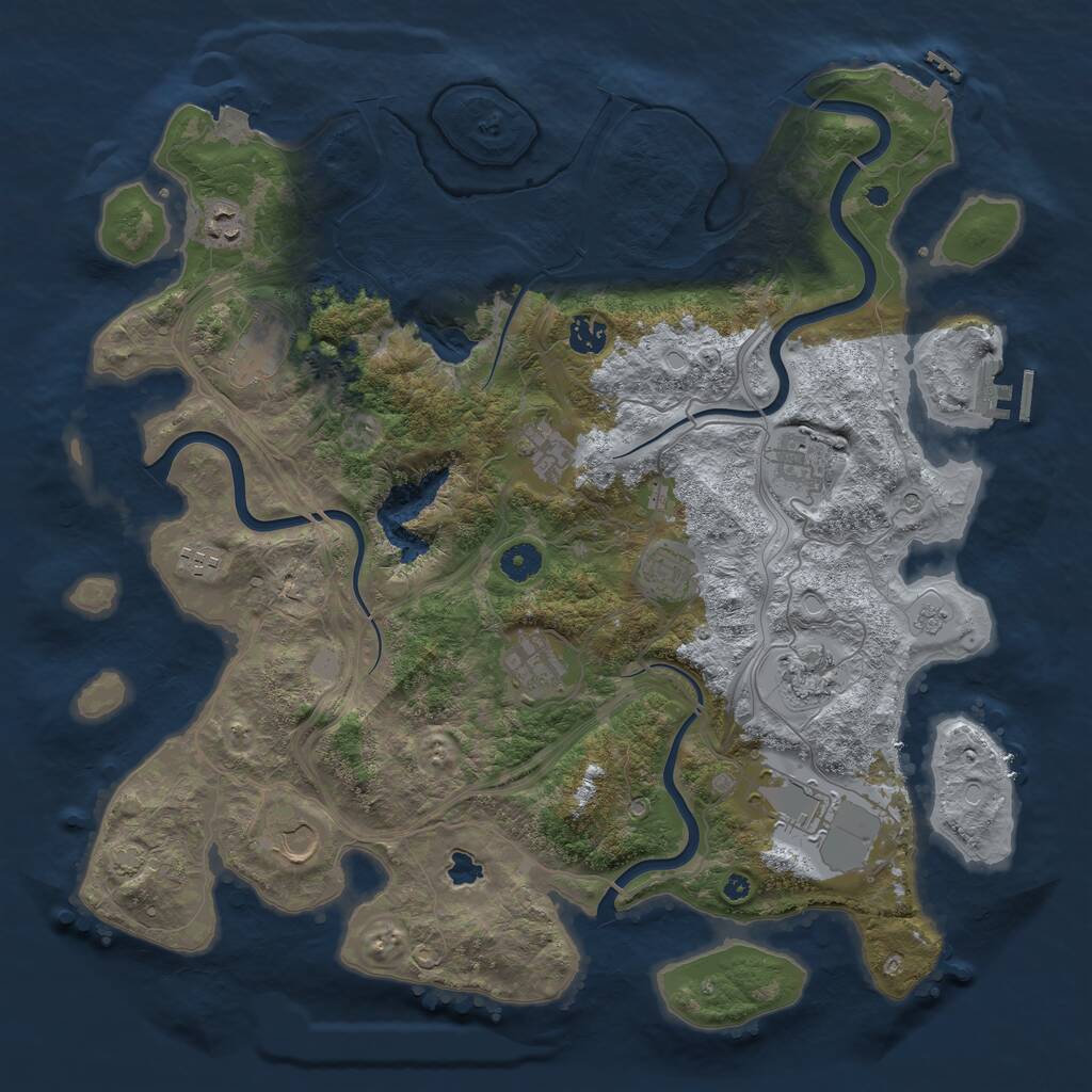 Rust Map: Procedural Map, Size: 4250, Seed: 369414924, 17 Monuments