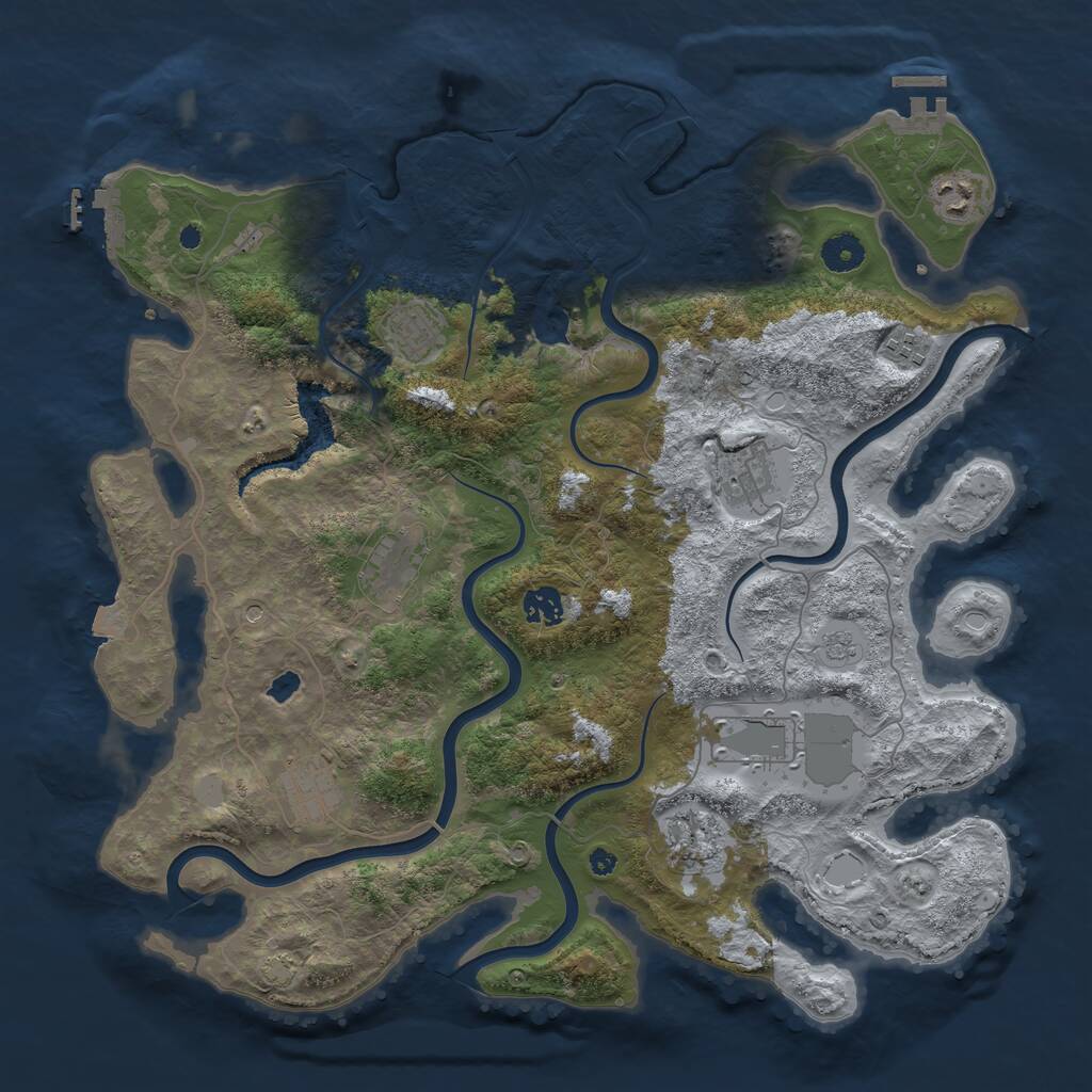 Rust Map: Procedural Map, Size: 4050, Seed: 1593809801, 15 Monuments
