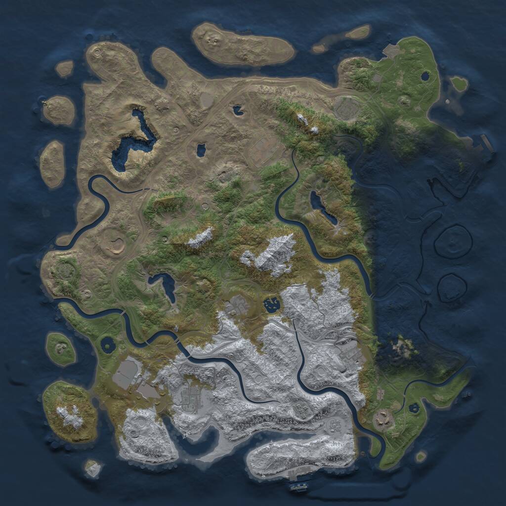 Rust Map: Procedural Map, Size: 4800, Seed: 110876157, 16 Monuments