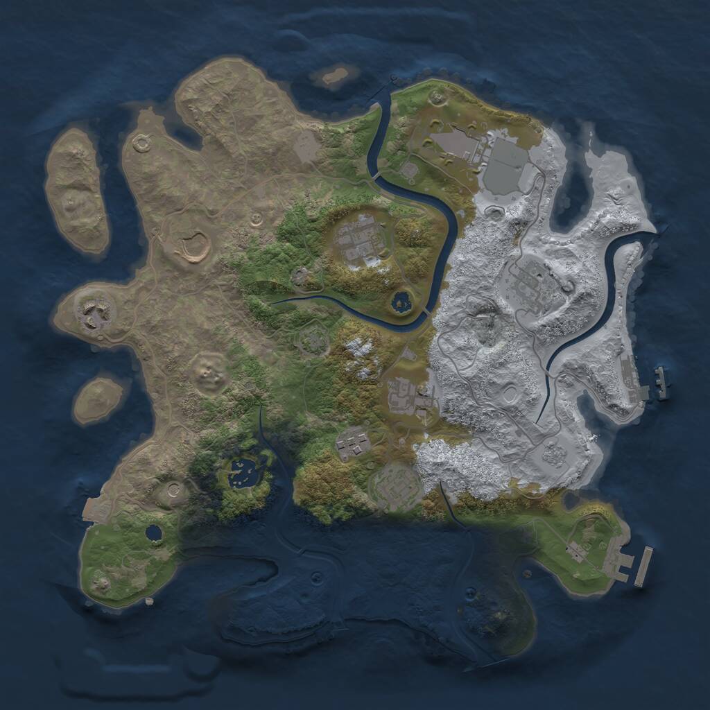 Rust Map: Procedural Map, Size: 3500, Seed: 395115552, 15 Monuments