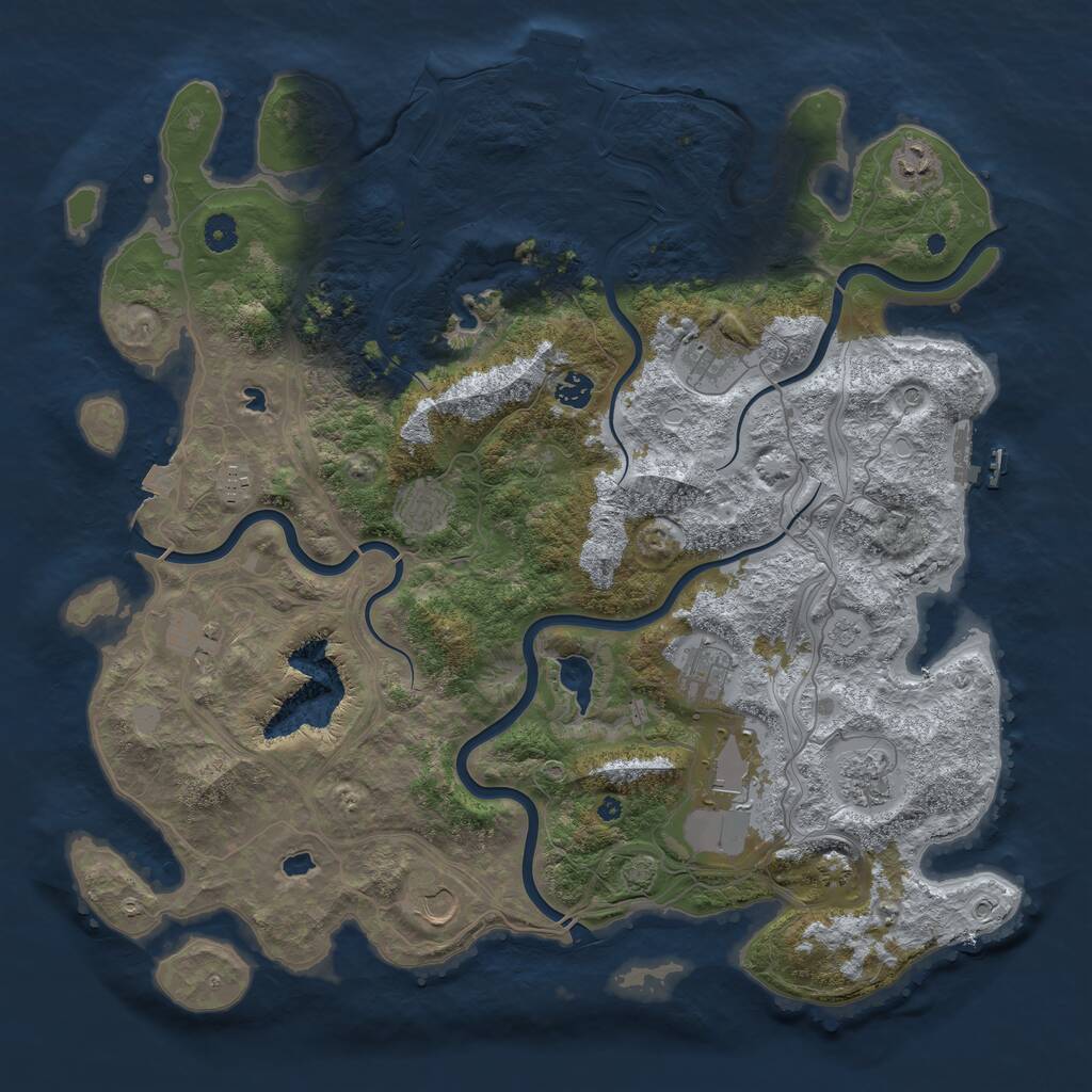 Rust Map: Procedural Map, Size: 4500, Seed: 1706861674, 16 Monuments