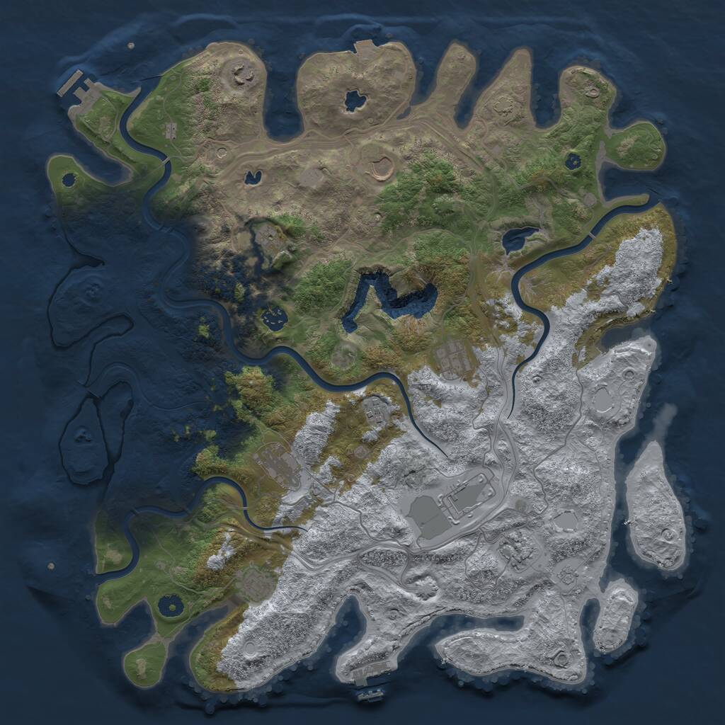 Rust Map: Procedural Map, Size: 4500, Seed: 1341350724, 16 Monuments