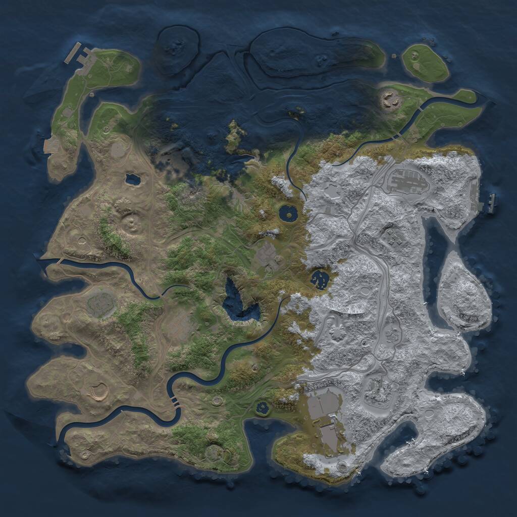 Rust Map: Procedural Map, Size: 4250, Seed: 873196227, 17 Monuments