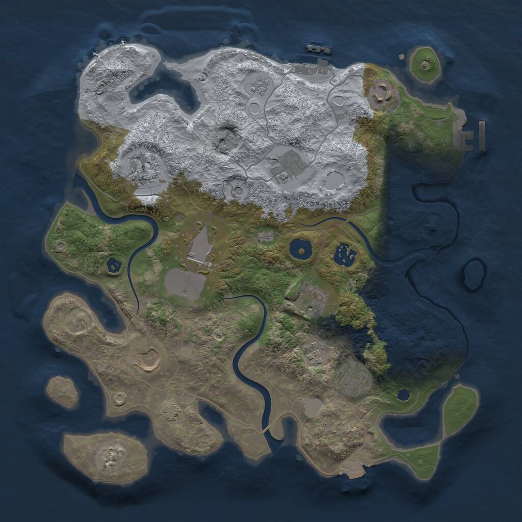 Rust Map: Procedural Map, Size: 3500, Seed: 1415738502, 15 Monuments