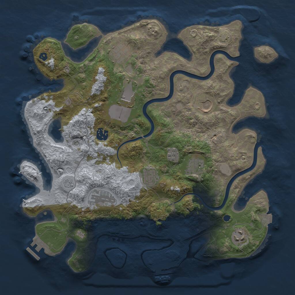 Rust Map: Procedural Map, Size: 3600, Seed: 2129955552, 15 Monuments