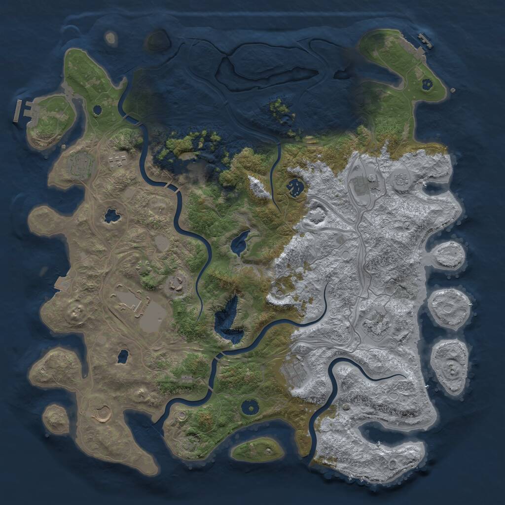 Rust Map: Procedural Map, Size: 4500, Seed: 999504907, 16 Monuments