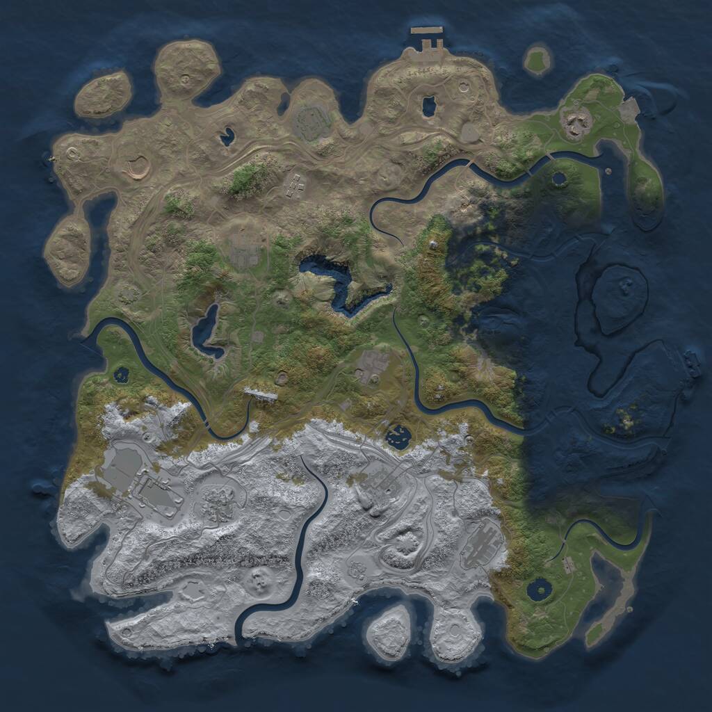Rust Map: Procedural Map, Size: 4500, Seed: 1326686760, 17 Monuments
