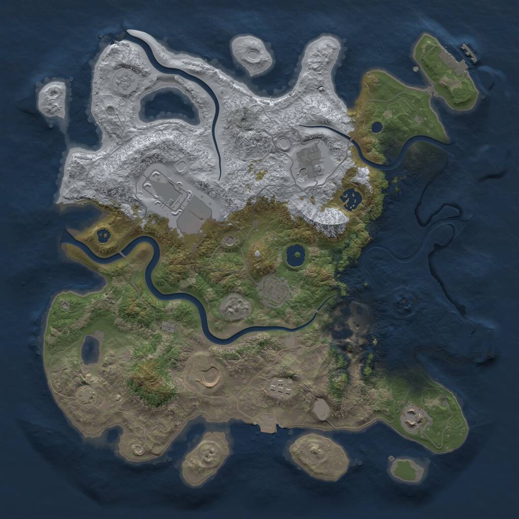 Rust Map: Procedural Map, Size: 3750, Seed: 2040710734, 14 Monuments