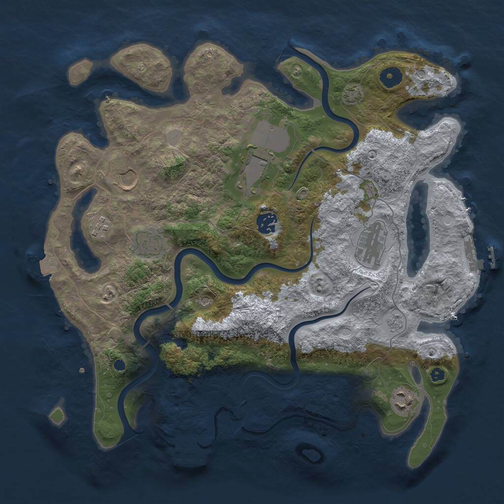 Rust Map: Procedural Map, Size: 3600, Seed: 54421, 13 Monuments