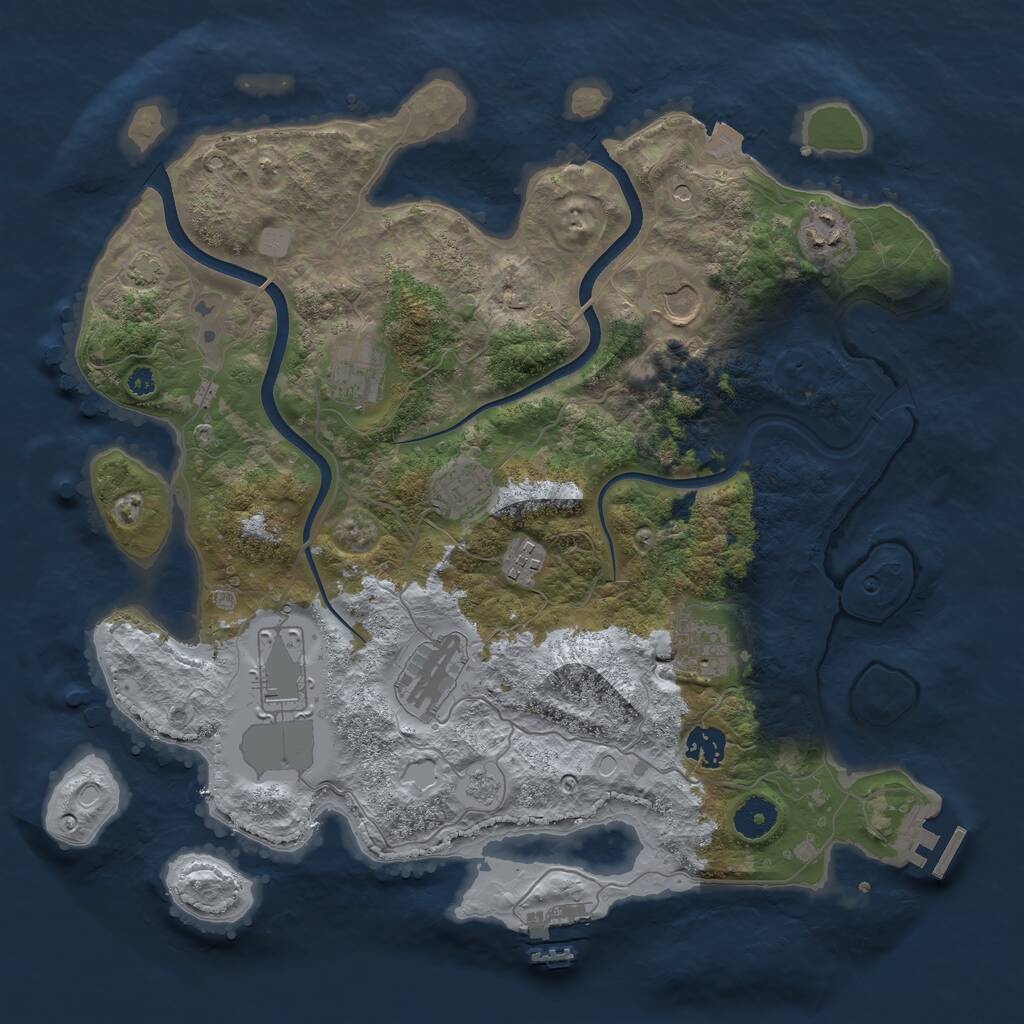 Rust Map: Procedural Map, Size: 3750, Seed: 960719255, 15 Monuments