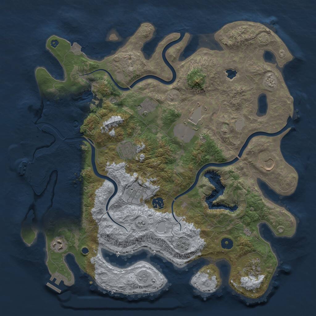 Rust Map: Procedural Map, Size: 4000, Seed: 1493267973, 15 Monuments