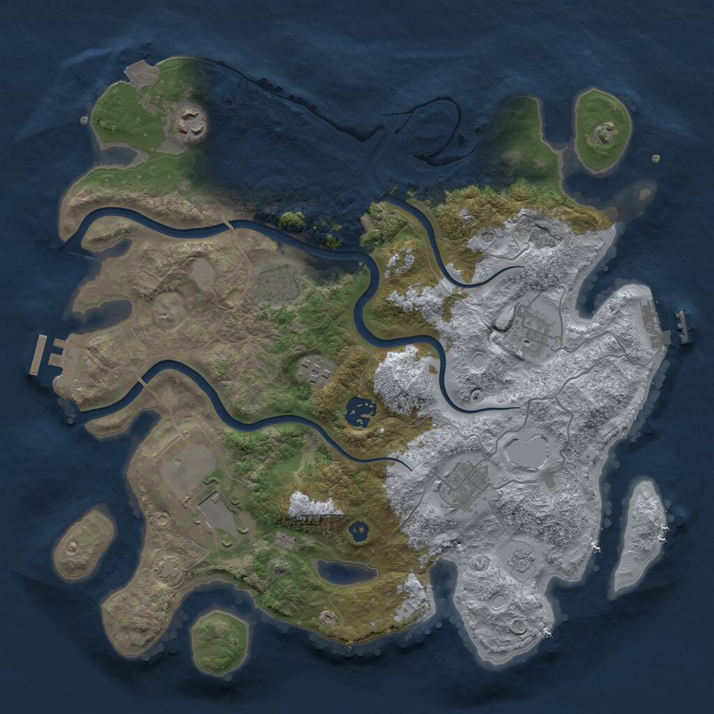 Rust Map: Procedural Map, Size: 3500, Seed: 50156, 13 Monuments