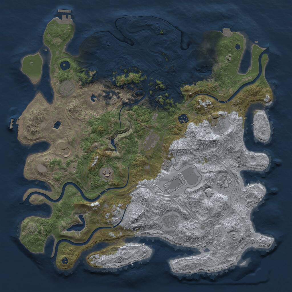 Rust Map: Procedural Map, Size: 4500, Seed: 968039646, 16 Monuments
