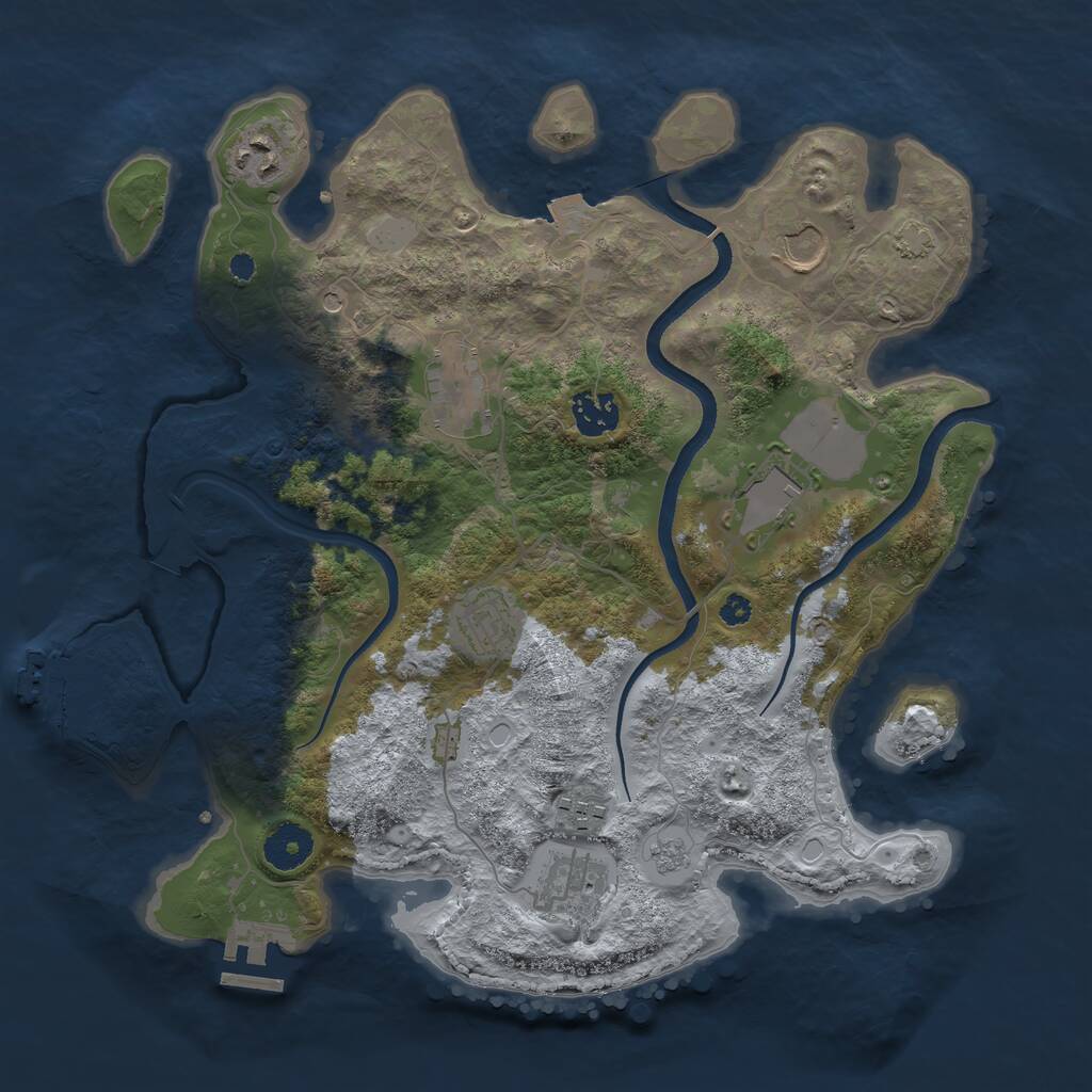 Rust Map: Procedural Map, Size: 3500, Seed: 797113570, 14 Monuments