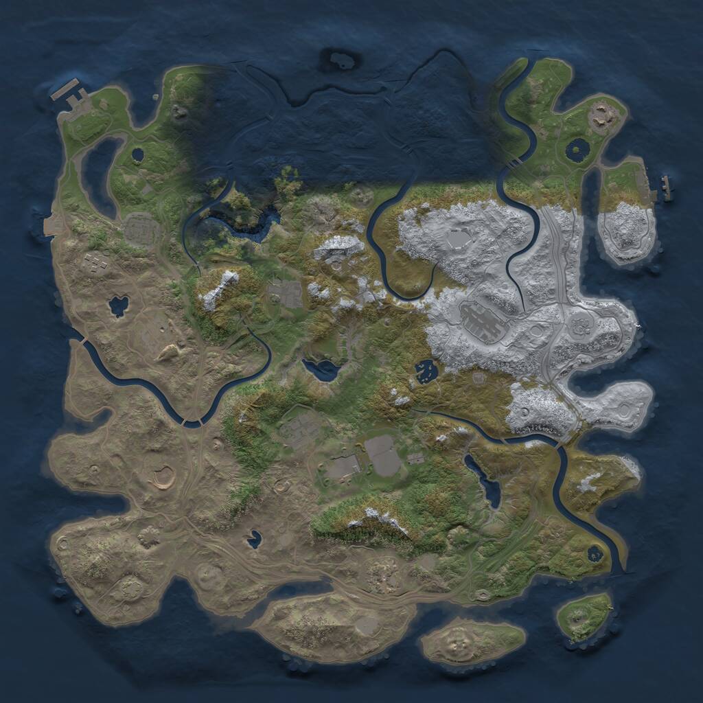 Rust Map: Procedural Map, Size: 4500, Seed: 1457704316, 17 Monuments