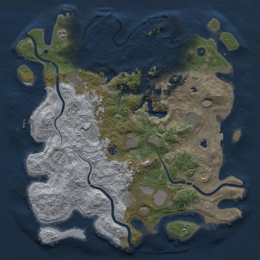 Rust Map: Procedural Map, Size: 4500, Seed: 1602807170, 17 Monuments
