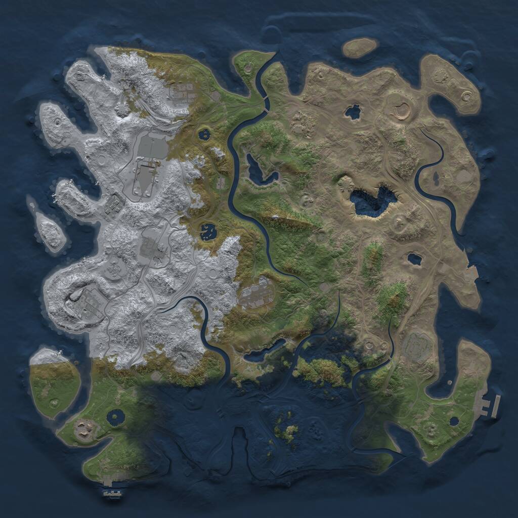 Rust Map: Procedural Map, Size: 4500, Seed: 292611345, 17 Monuments