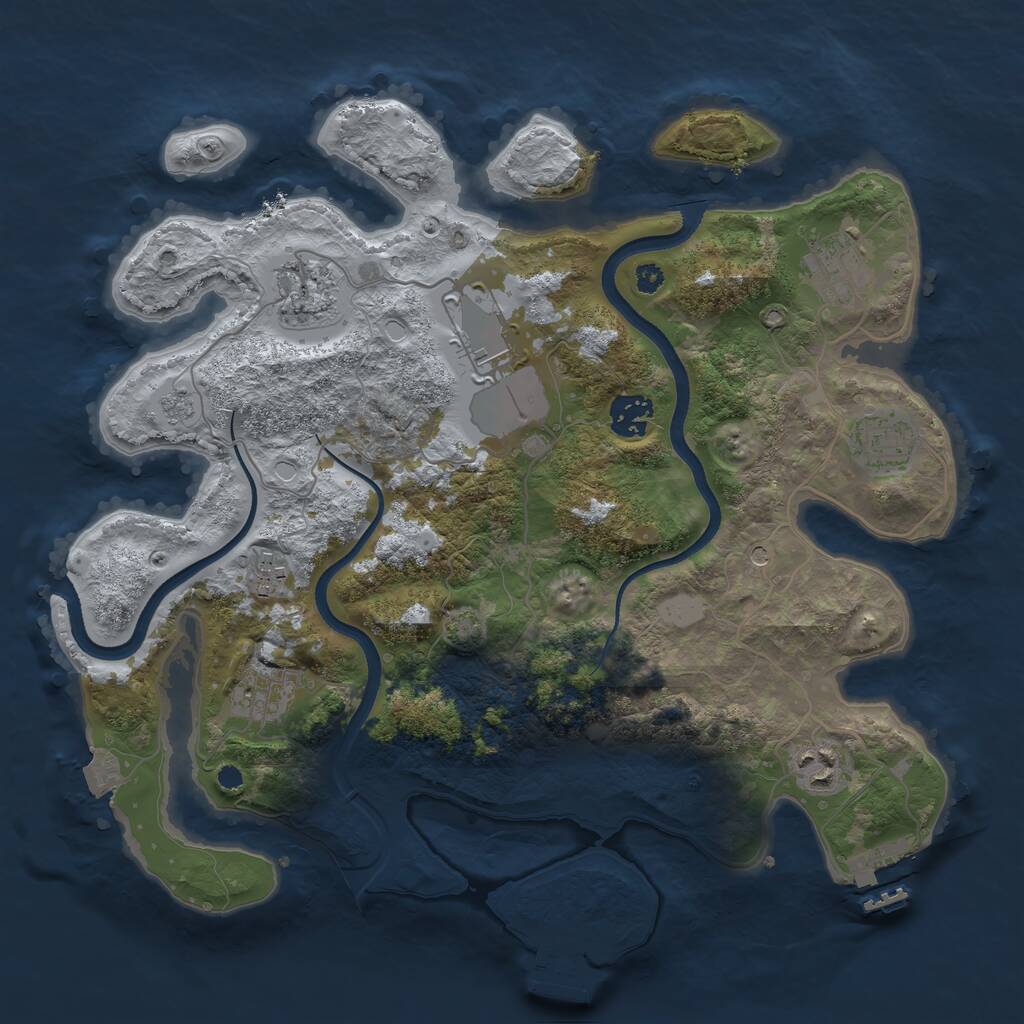 Rust Map: Procedural Map, Size: 3500, Seed: 28535, 14 Monuments