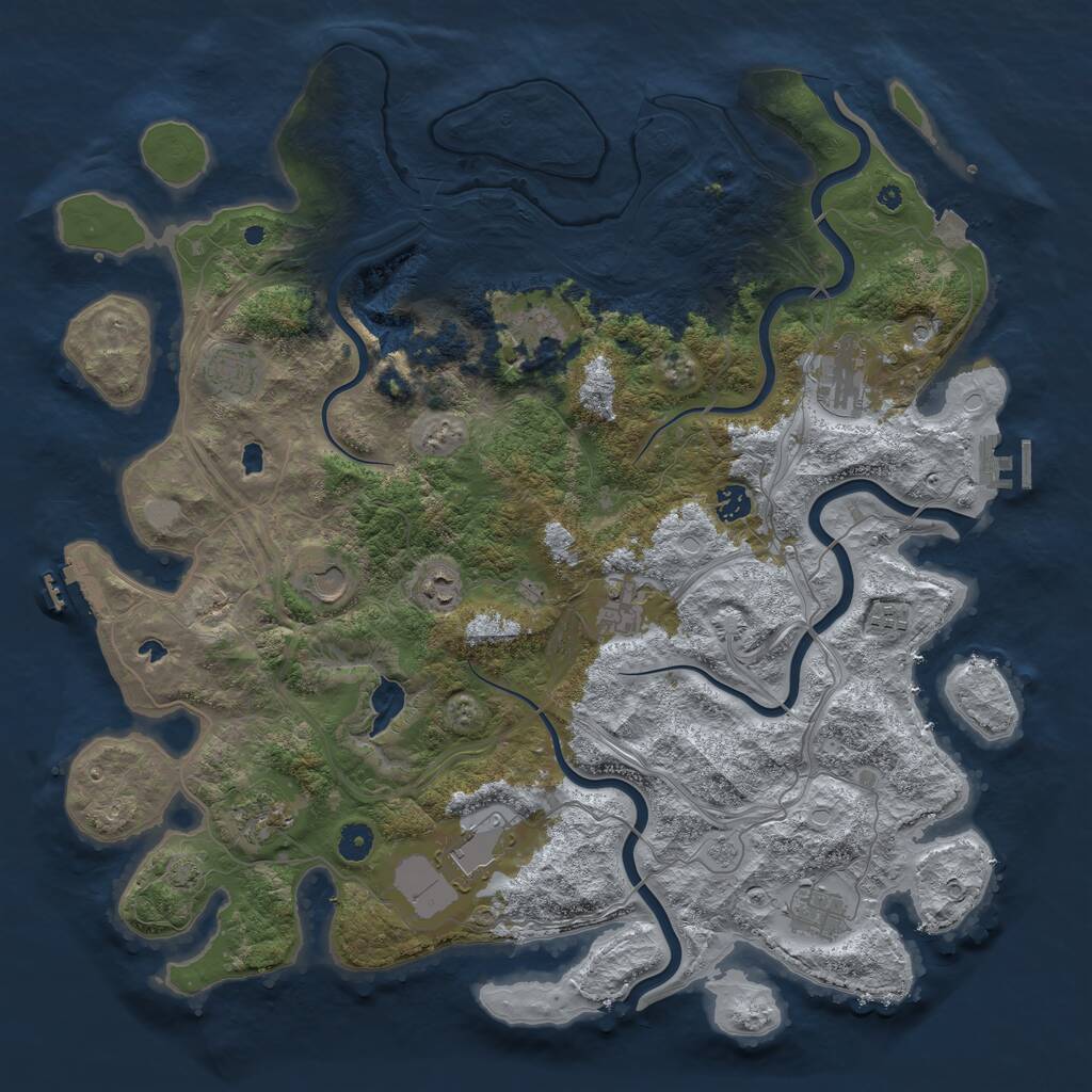 Rust Map: Procedural Map, Size: 4500, Seed: 2027741674, 17 Monuments
