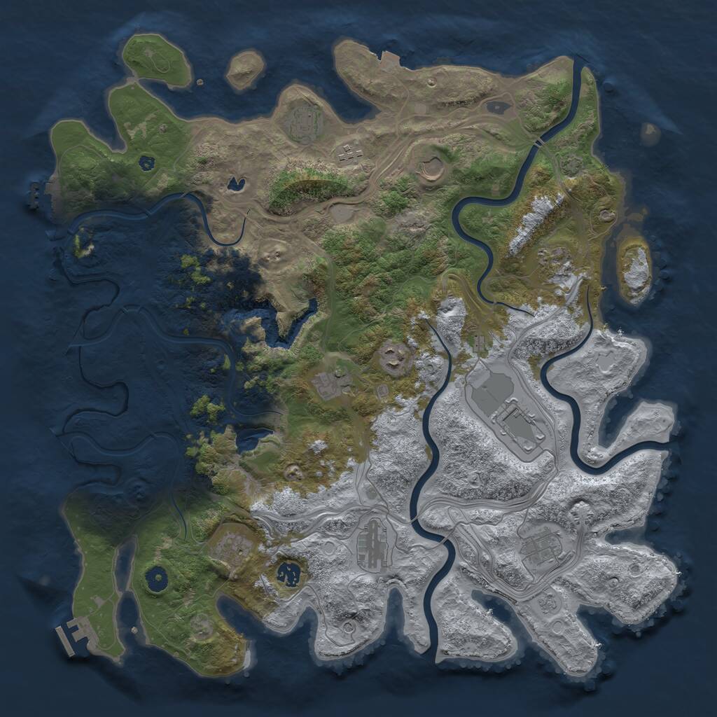 Rust Map: Procedural Map, Size: 4500, Seed: 1833778089, 17 Monuments