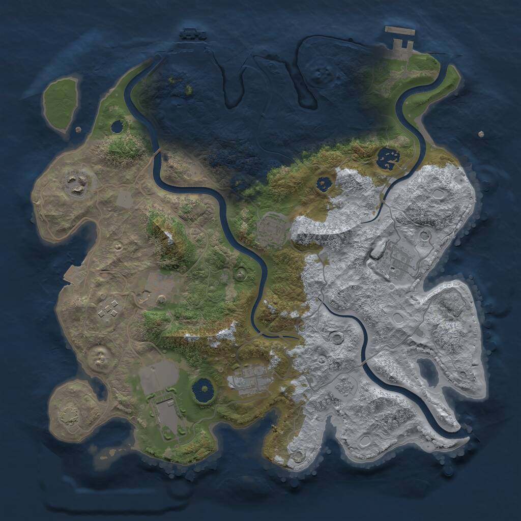 Rust Map: Procedural Map, Size: 3500, Seed: 820913767, 14 Monuments