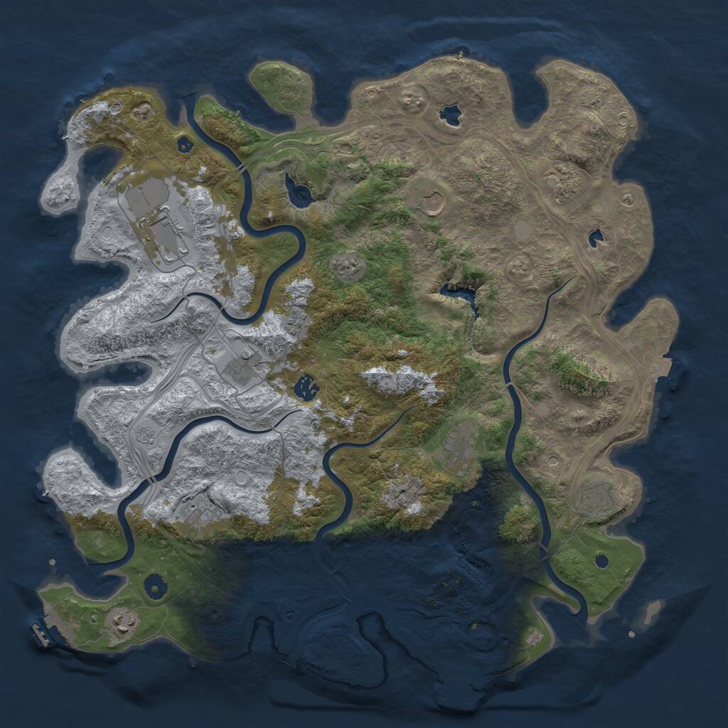 Rust Map: Procedural Map, Size: 4500, Seed: 1023036207, 16 Monuments