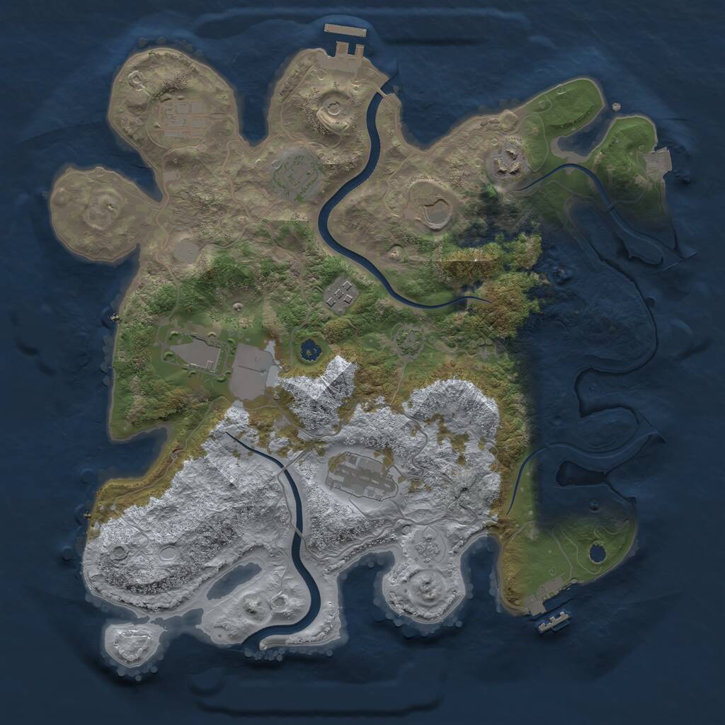 Rust Map: Procedural Map, Size: 3500, Seed: 1422620797, 13 Monuments